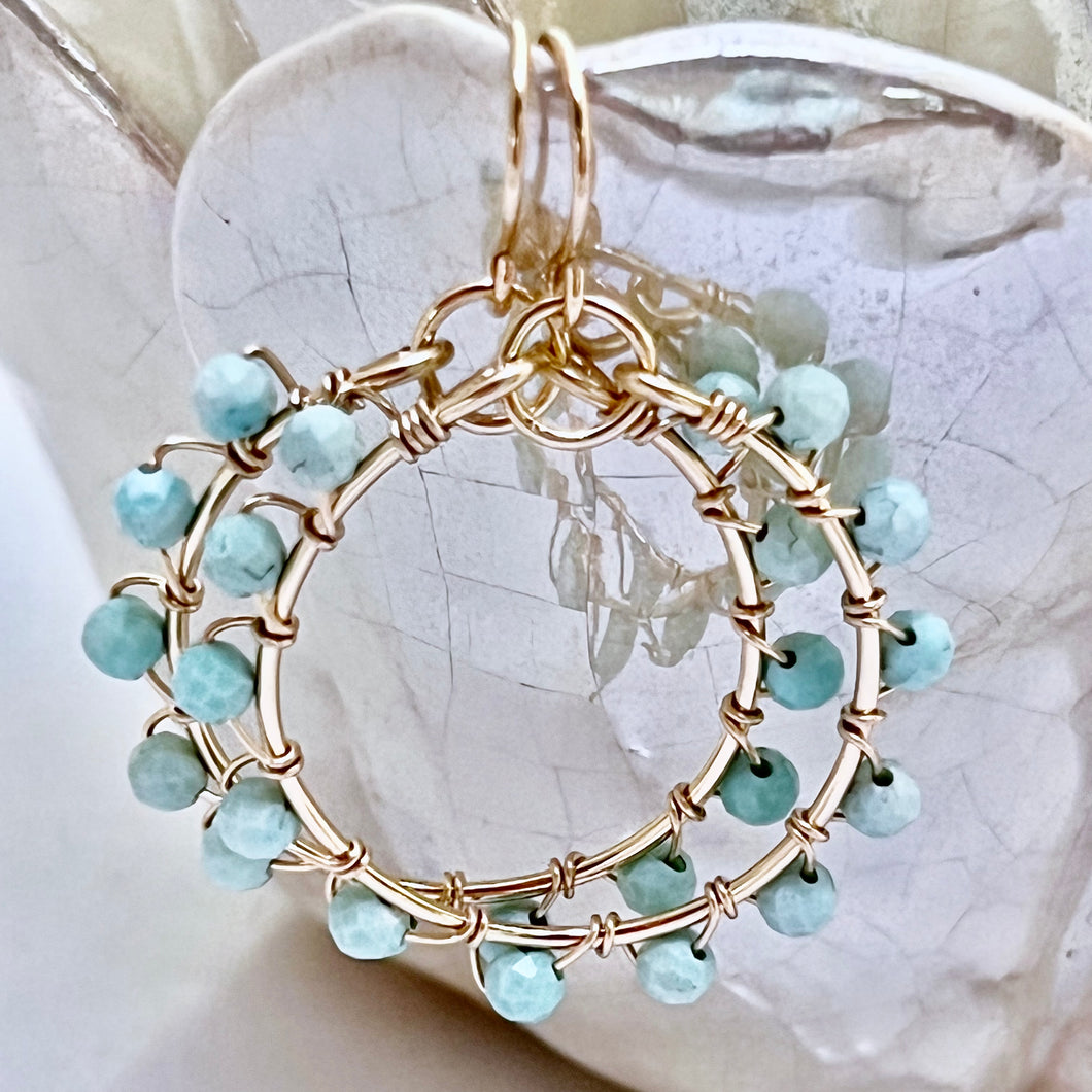 Studded Gemstone Hoop Earrings