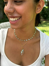 Aqua Chalcedony Coin Necklace