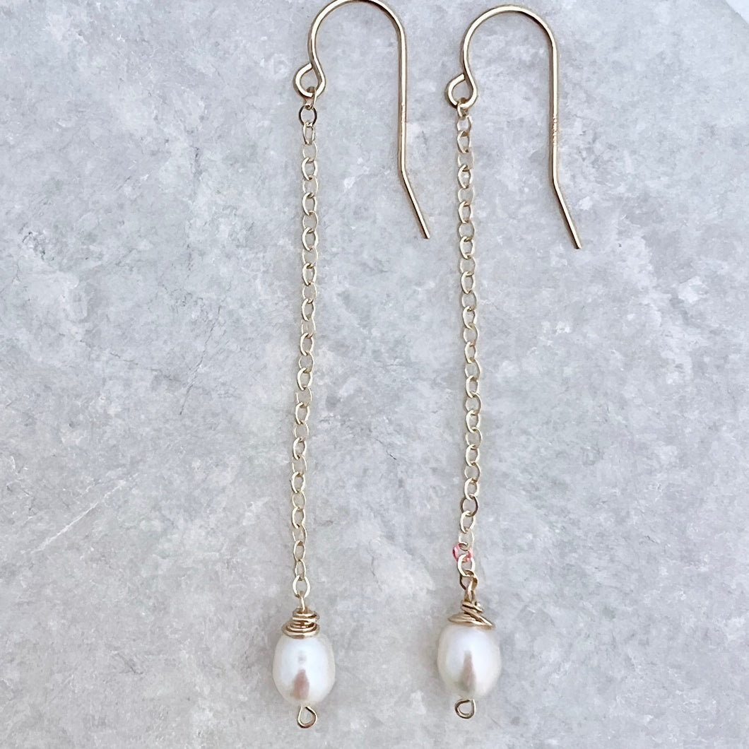 Tahiti Pearl Chain Earrings