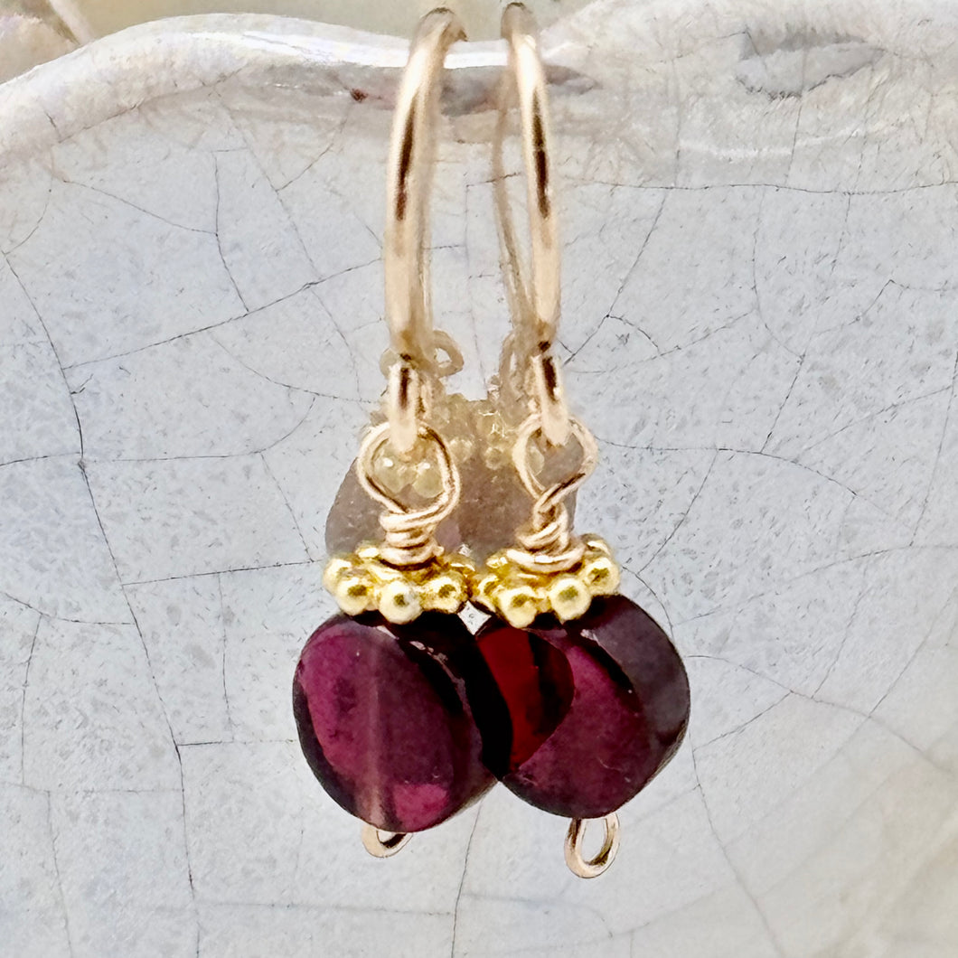 Tiny Embellished Garnet Coins