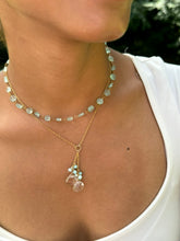 Aqua Chalcedony Coin Necklace
