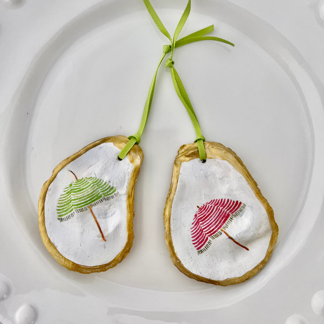 Pair of Fringed Parasol Ornaments ~ lime