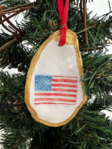 American Flag Oyster Ornament