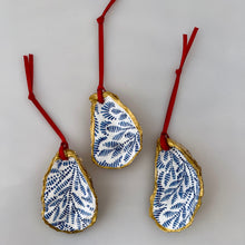 Blue Block Print Oyster Ornament