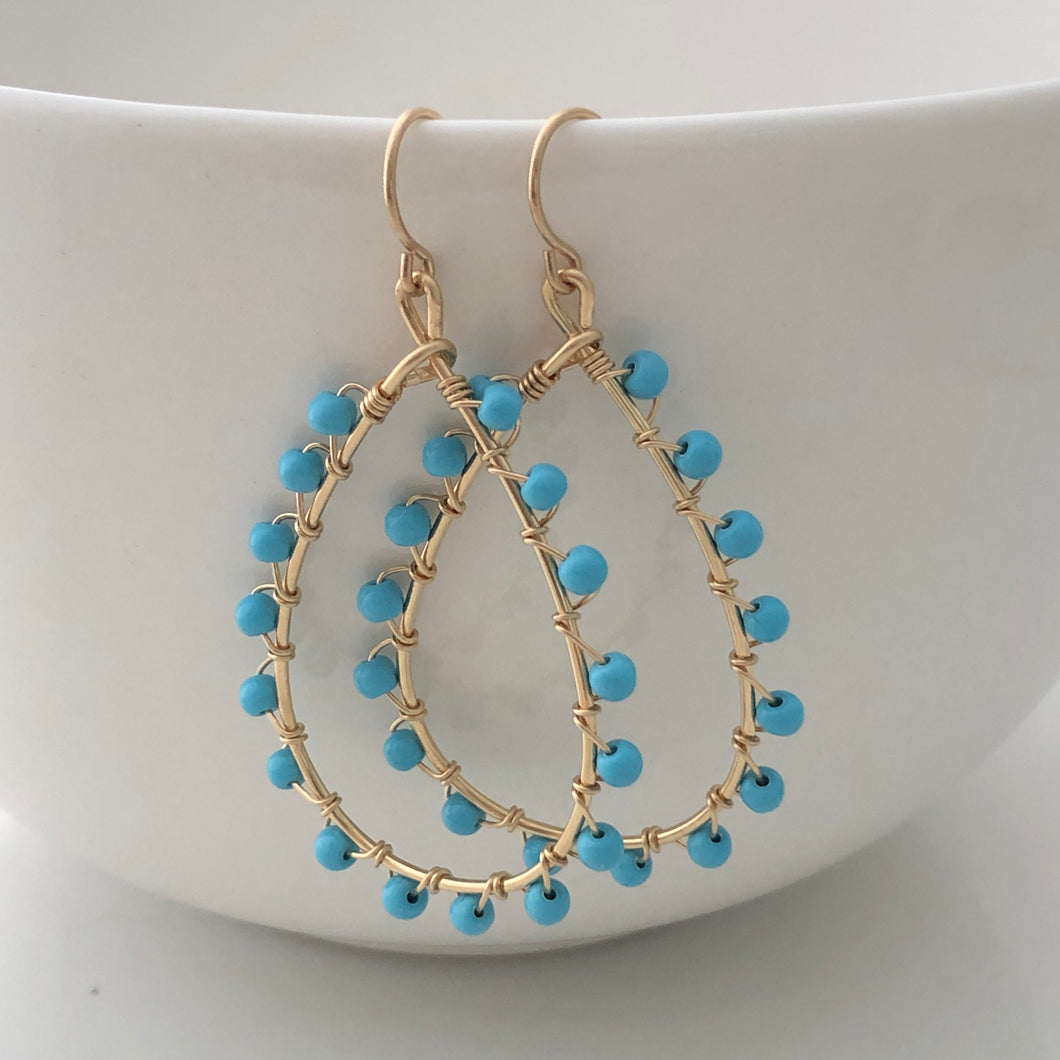 Studded Teardrop Hoop Earrings
