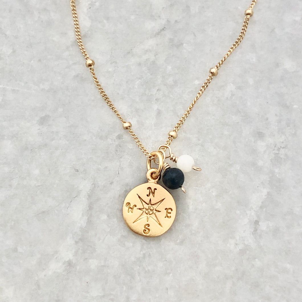 School Spirit Compass Charm Necklace