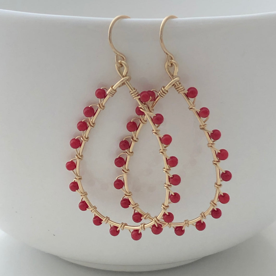 Studded Teardrop Hoop Earrings
