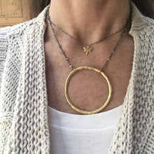 Large Organic Circle Necklace - Matte Gold