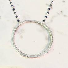 Large Organic Circle Necklace - Antique Silver