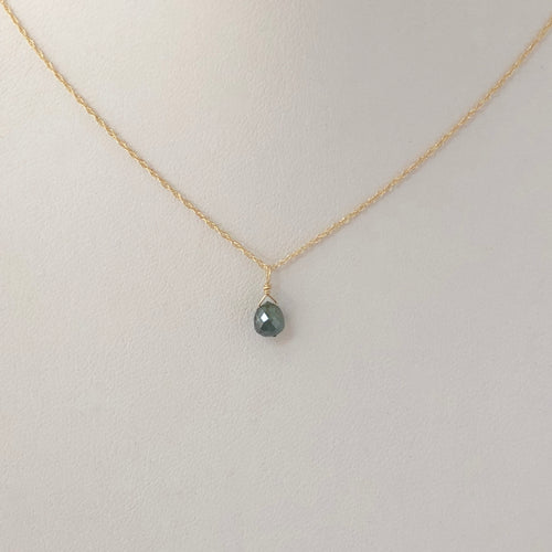 Ocean Blue Diamond Drop Necklace