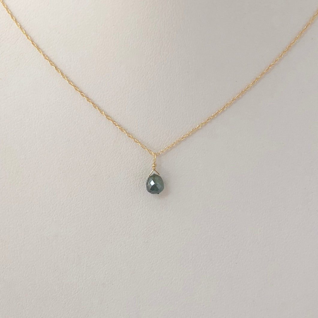 Ocean Blue Diamond Drop Necklace