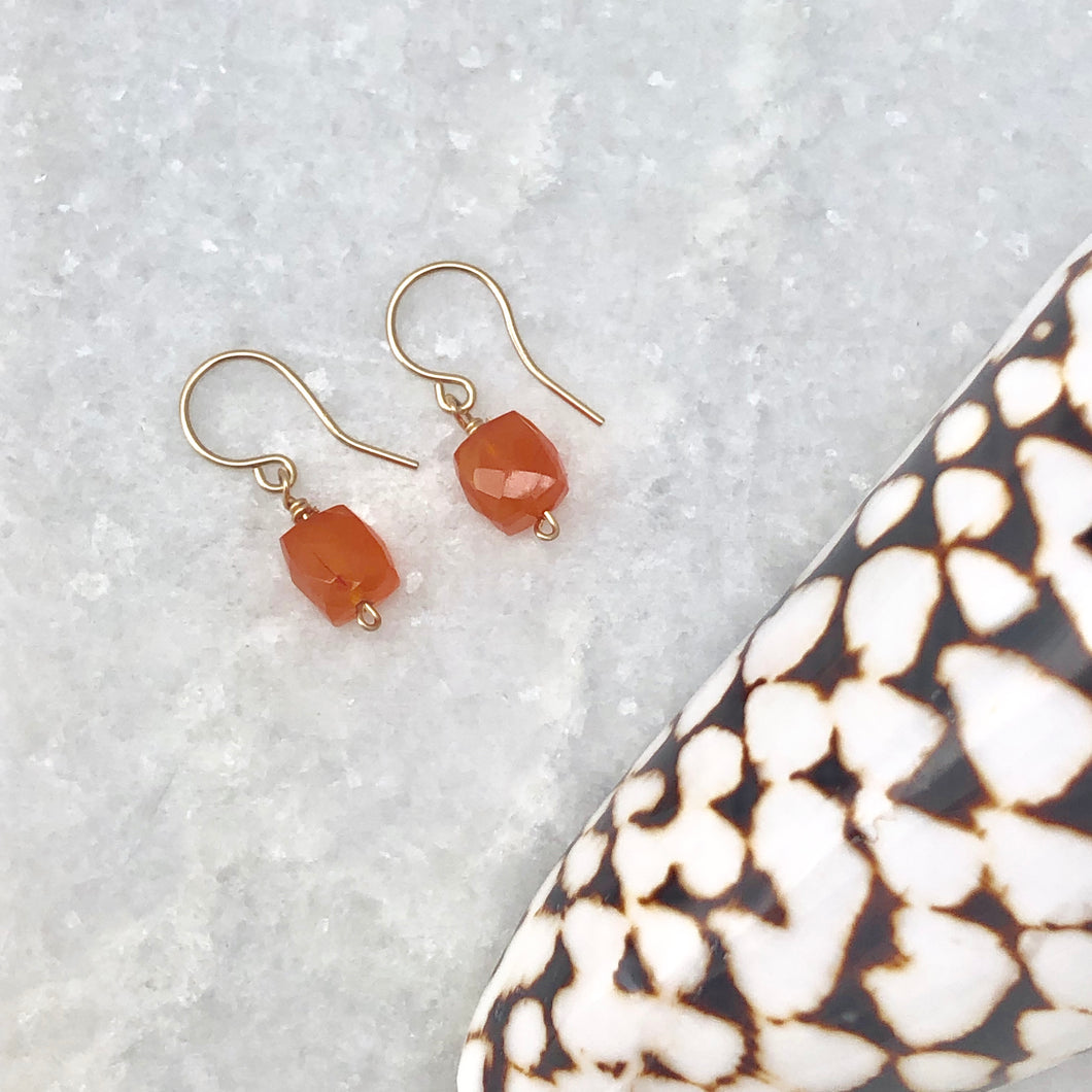 Carnelian Cube Earrings