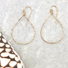 Hammered Golden Teardrop Hoops