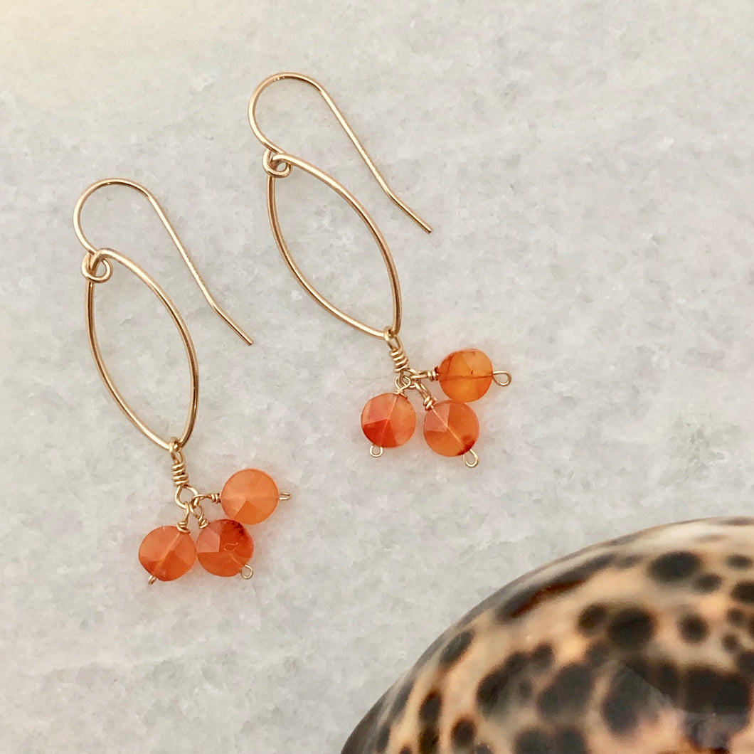 Carnelian Marquise Hoop Earrings
