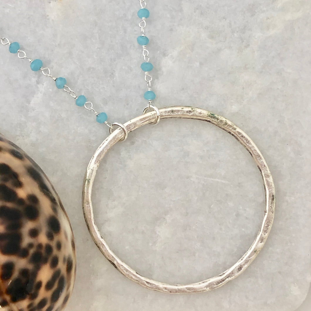 Large Organic Circle Necklace - Antique Silver