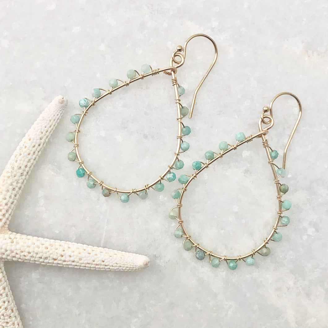 Studded Teardrop Hoop Earrings