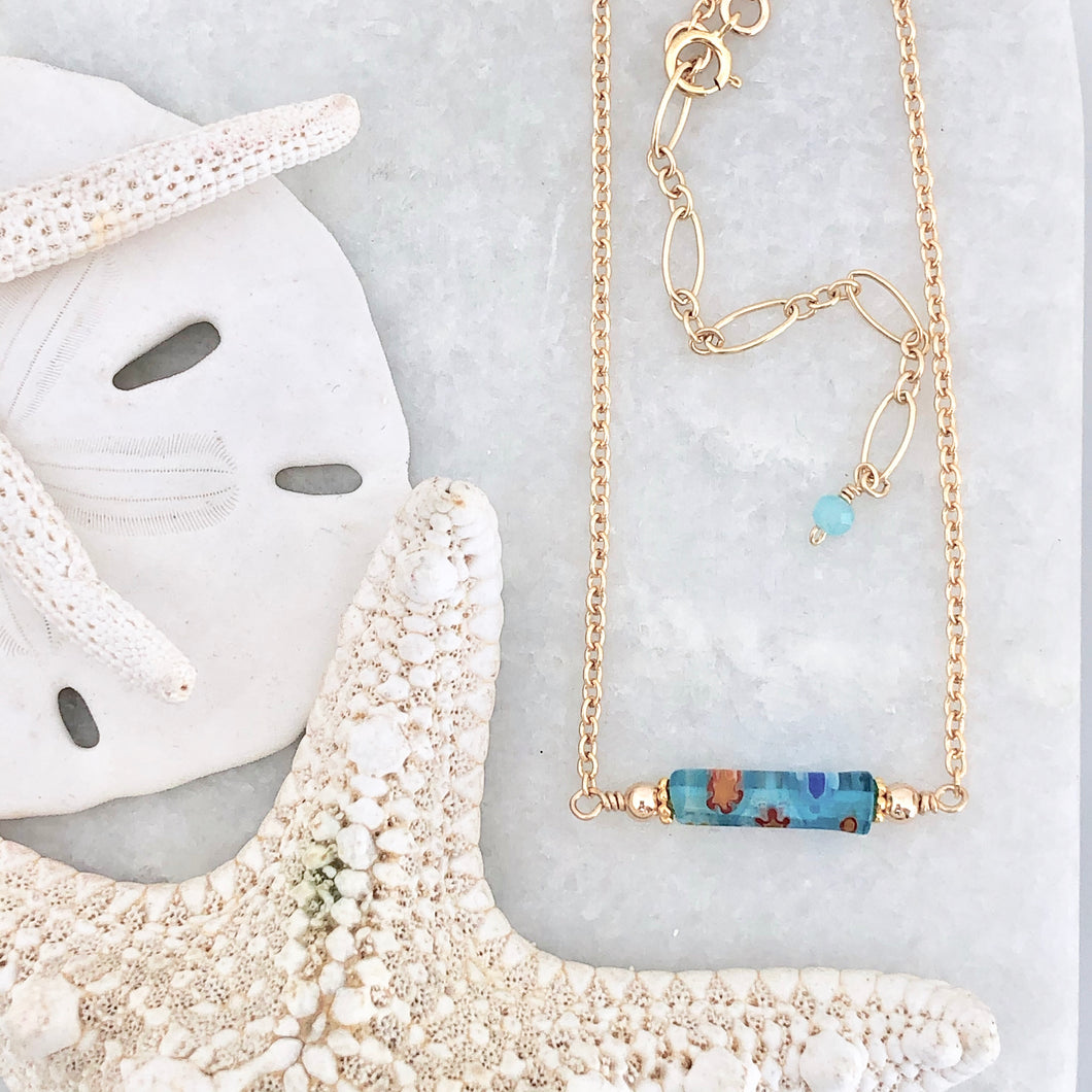 Millefiori Bar Necklace ~ gold