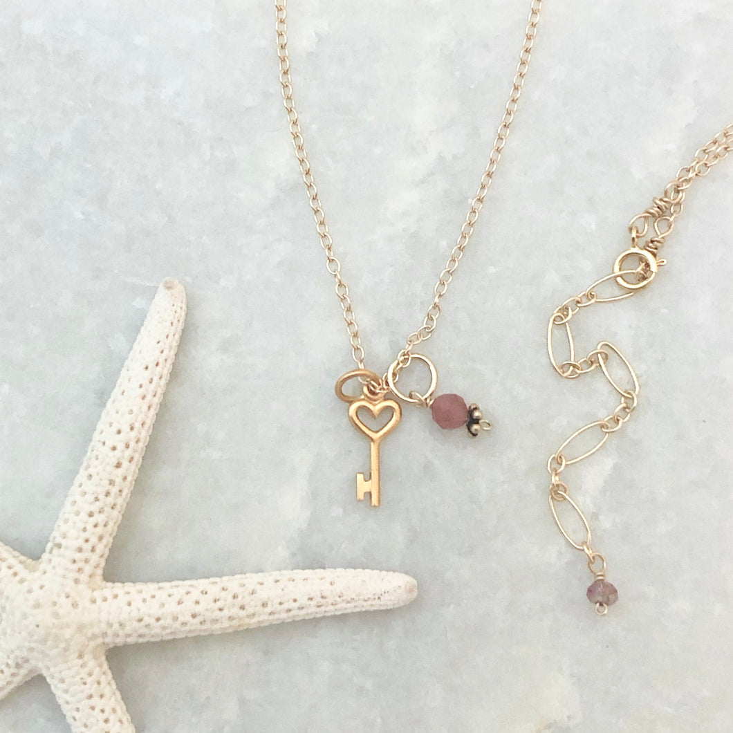 Heart Key Charm Necklace