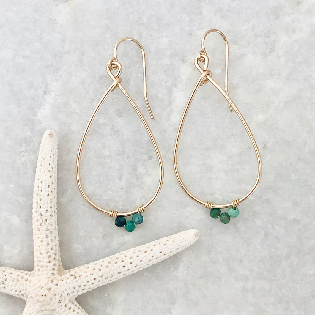 Large Gemstone Teardrop Hoop Earrings