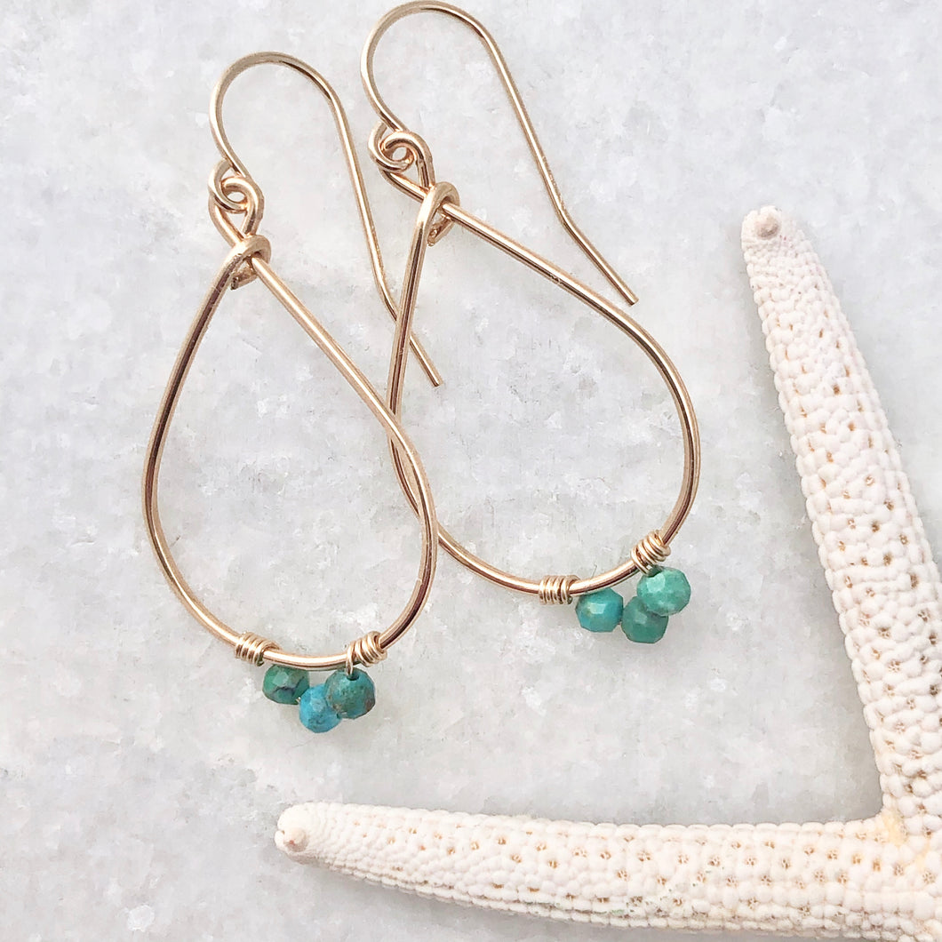 Small Gemstone Teardrop Hoop Earrings