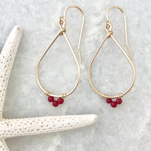 Small Gemstone Teardrop Hoop Earrings