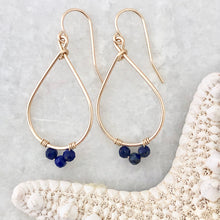 Small Gemstone Teardrop Hoop Earrings
