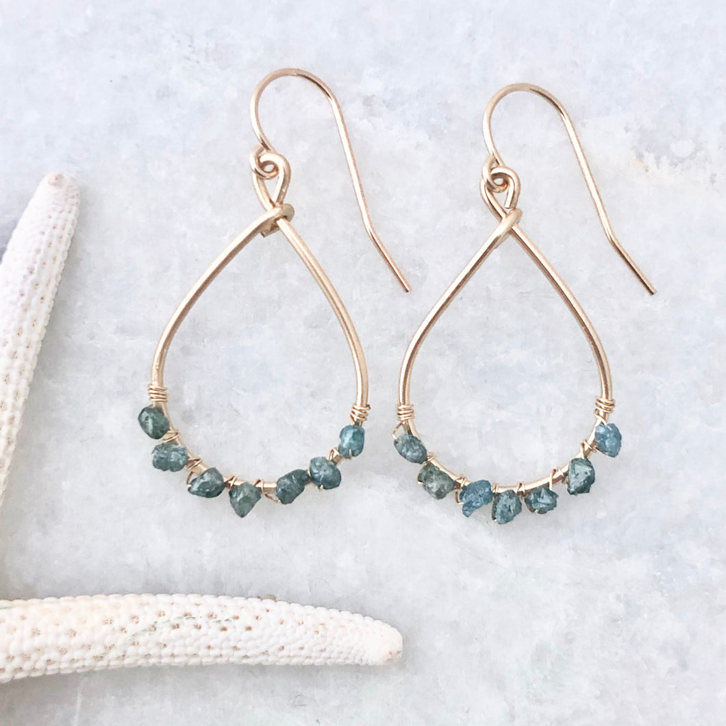 Monaco Ocean Blue Diamond Hoop Earrings ~ small