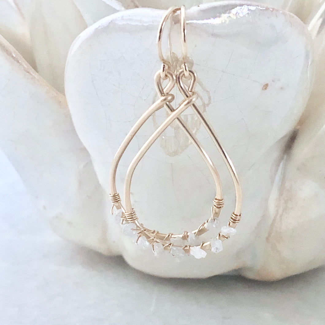 Monaco White Diamond Hoop Earrings ~ small