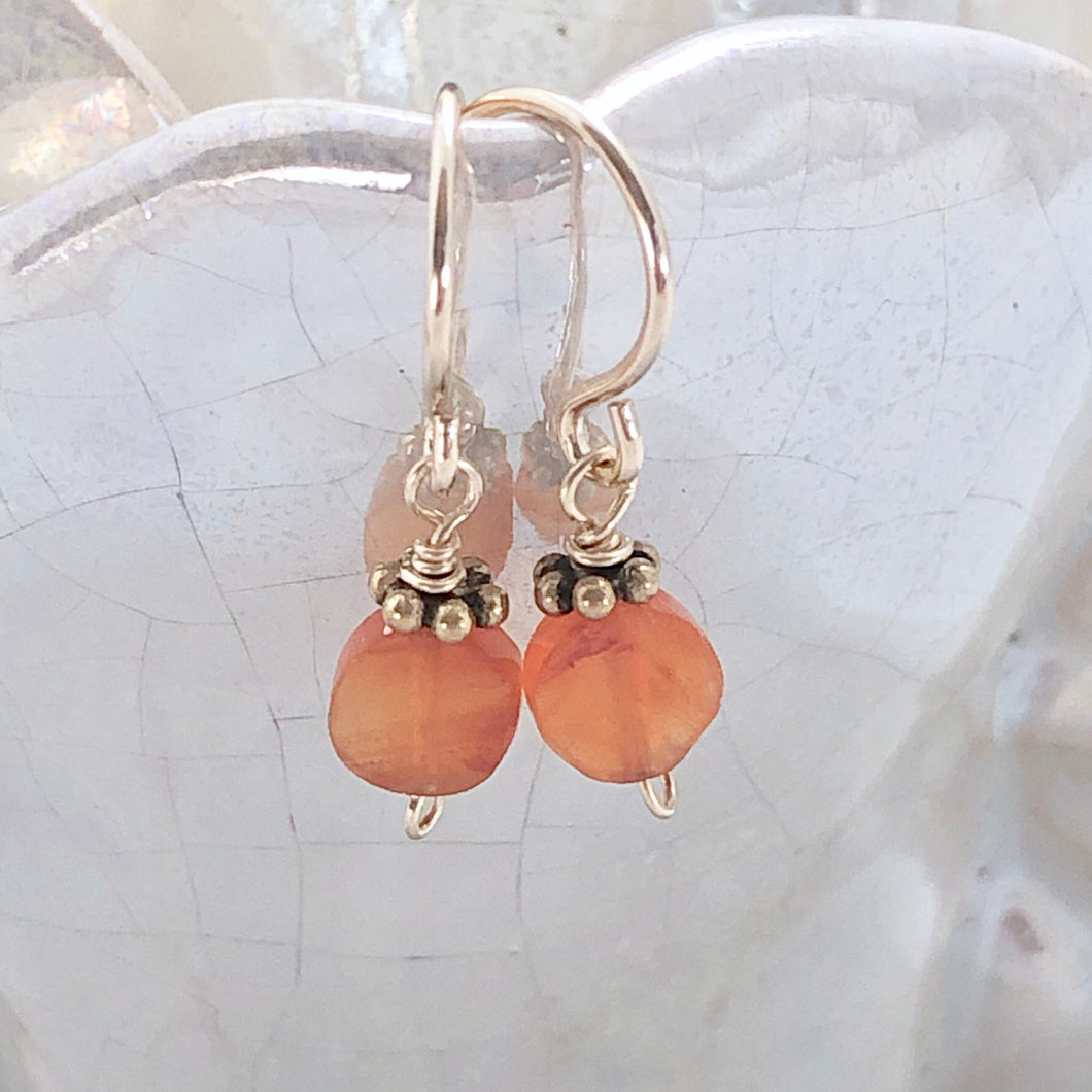 Tiny Embellished Carnelian Drops