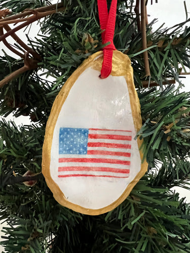 American Flag Oyster Ornament