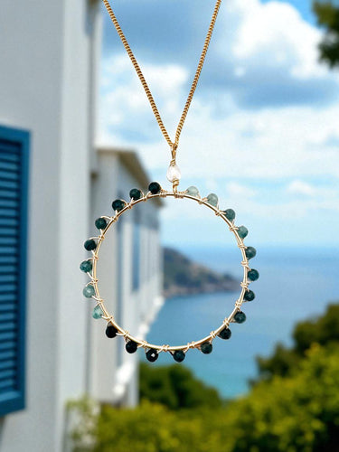 Blue Ombré Tourmaline Circle Necklace