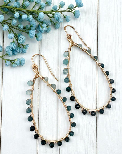 Blue Ombré Tourmaline Teardrop Earrings