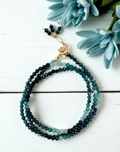 Blue Ombré Tourmaline Triple Wrap Bracelet