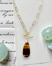 Tiger Eye Front Toggle Necklace