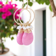 Capri Bougainvillea Hoop Earrings