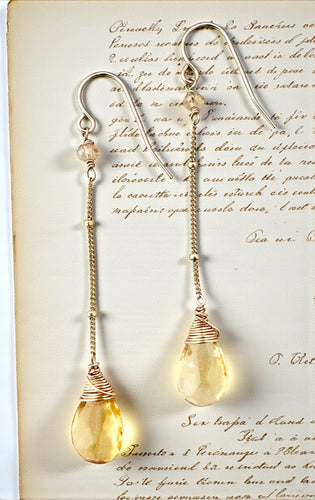 Long Citrine Chain Earrings