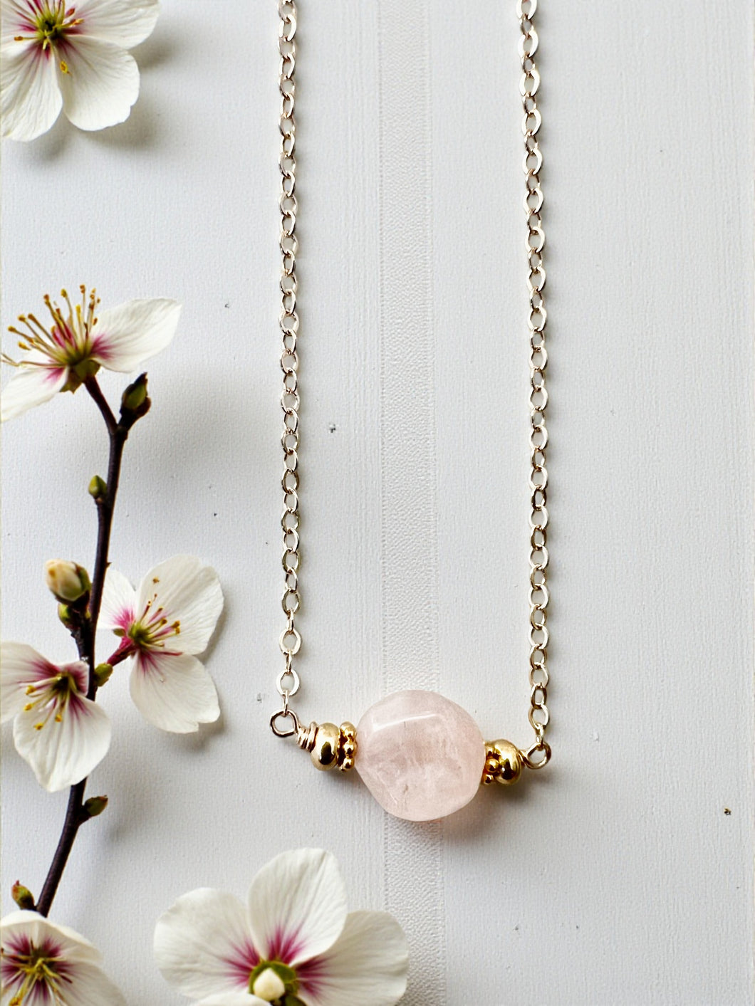 Rose Quartz Nugget Necklace