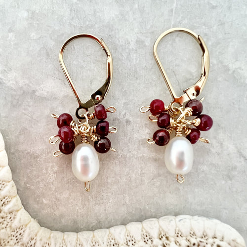 Tiny Pearl Cluster Earrings
