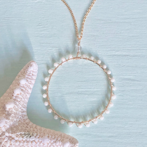 White Coral Large Circle Necklace