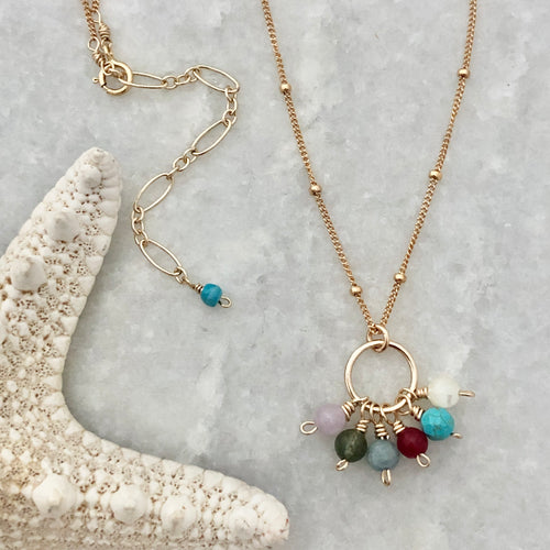 Birthstone Circle Cluster Necklace
