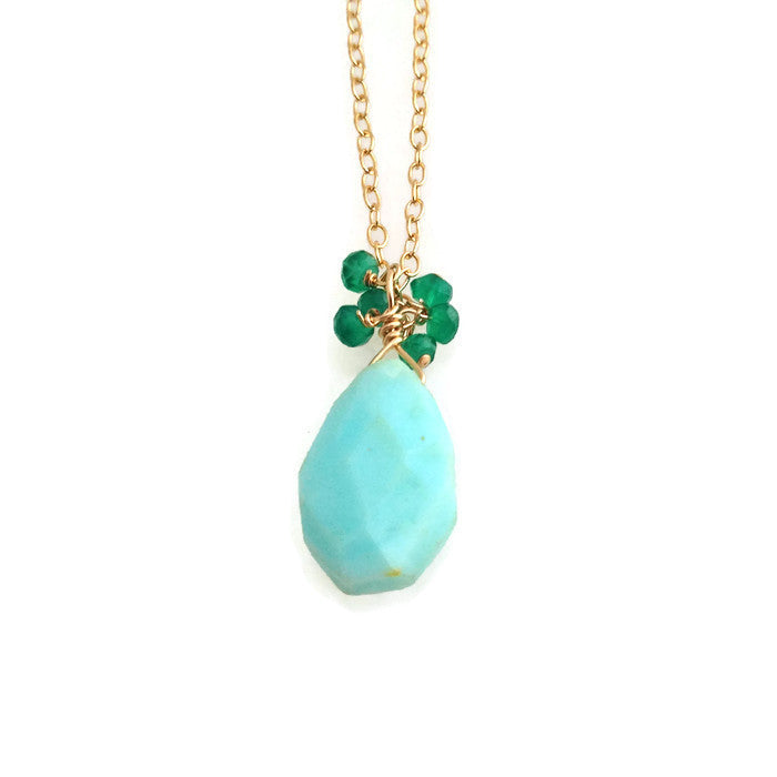 Briolette Pendant Necklace - peruvian opal
