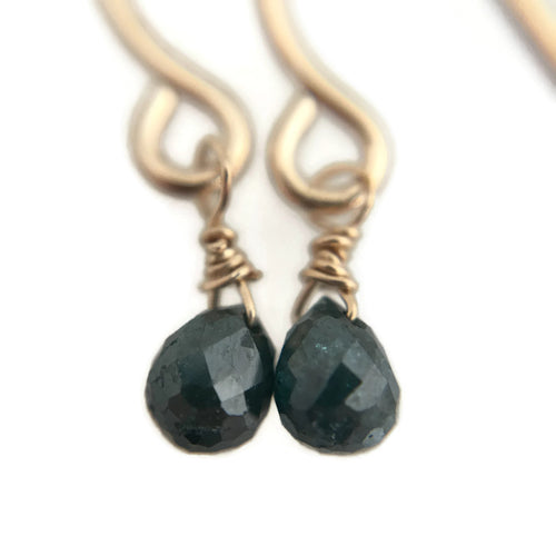 Tiny Ocean Blue Diamond Earrings