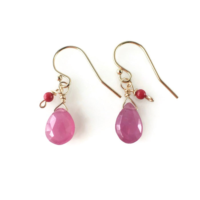 Tiny Pink Ruby Earrings