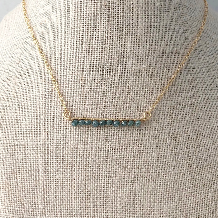 Ocean Blue Diamond Bar Necklace