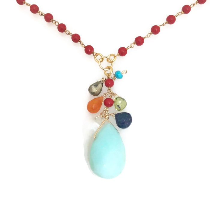 Archipelago Abundance Necklace - red coral & Peruvian opal