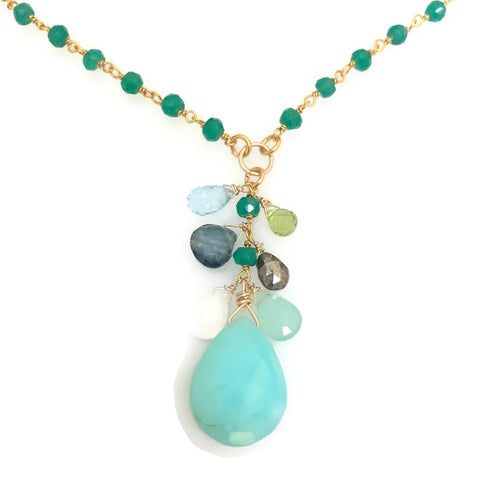 Archipelago Abundance Necklace - green onyx & peruvian opal