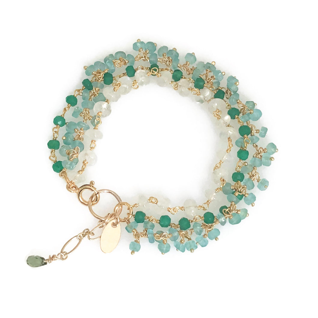 Triple Gemstone Cluster Bracelet