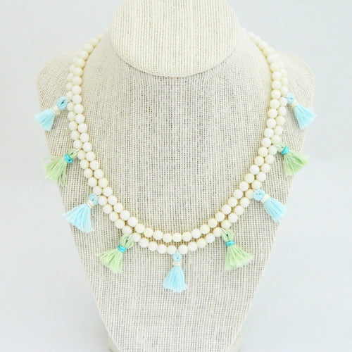 Mini Tassels Necklace ~ white coral