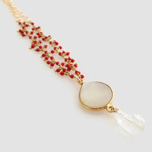 Srinagar Shell Necklace - red coral and moonstone