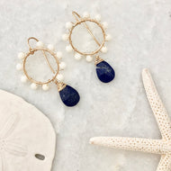 Daisy Earrings ~ lapis & white coral